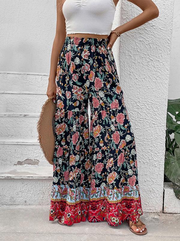 floral fashion flared wide-leg pants - 808Lush
