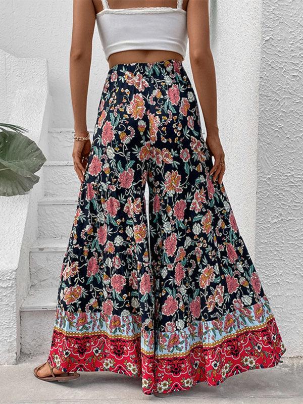 floral fashion flared wide-leg pants - 808Lush