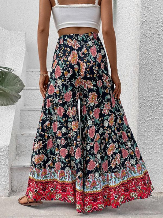 floral fashion flared wide-leg pants - 808Lush