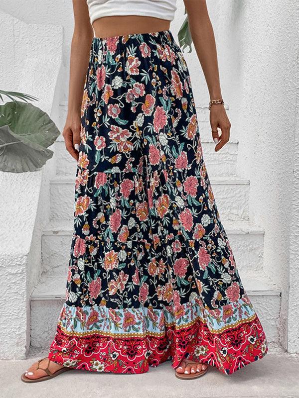 floral fashion flared wide-leg pants - 808Lush