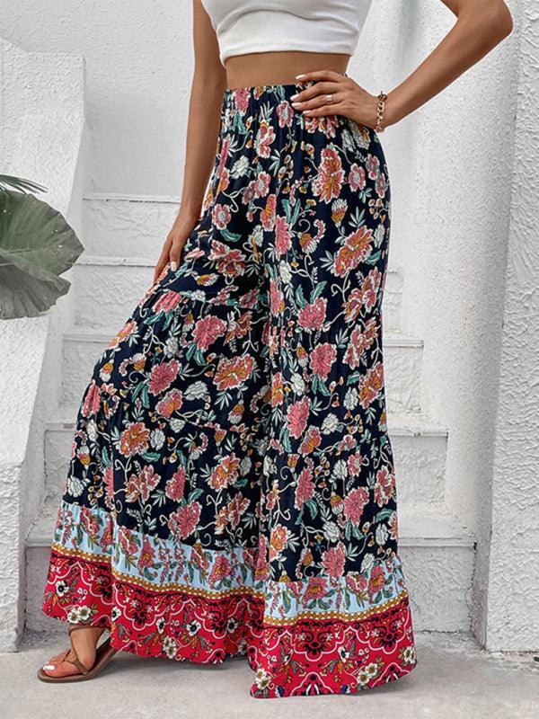 floral fashion flared wide-leg pants - 808Lush