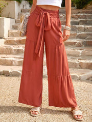 summer loose casual wide-leg solid color trousers - 808Lush