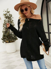 Fashion Solid Color Button Rope Knit Loose Pullover Sweater - 808Lush