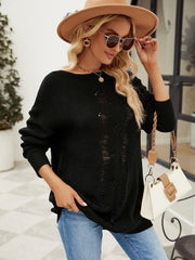 Fashion Solid Color Button Rope Knit Loose Pullover Sweater - 808Lush
