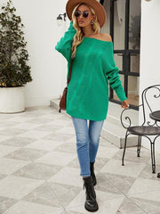 Fashion Solid Color Button Rope Knit Loose Pullover Sweater - 808Lush
