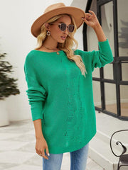 Fashion Solid Color Button Rope Knit Loose Pullover Sweater - 808Lush