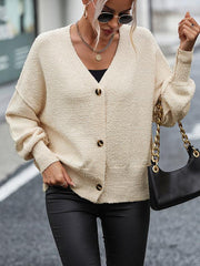 Women's V-neck button knitted cardigan