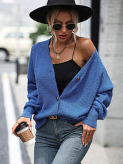 Women's V-neck button knitted cardigan