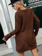 women's mid-length long-sleeved twist sweater cardigan
