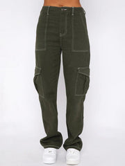 Women's fashionable patchwork straight multi-pocket overalls - 808Lush