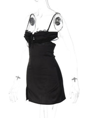 sexy V-neck lace-up hip-covering hot girl dress with slits
