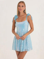 Sexy sequined dress with suspenders