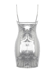 Women's buckle silver sequin dress - 808Lush