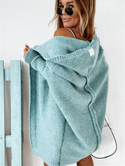 Women hooded sweater cardigan