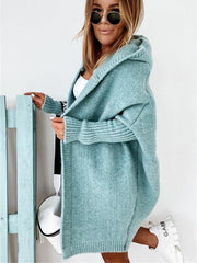 Women hooded sweater cardigan