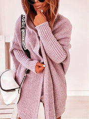 Women hooded sweater cardigan