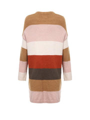 Women's Striped Long Knitted Cardigan