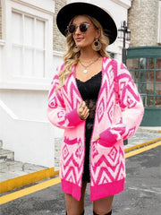Women's Retro Diamond Mid-Length Cardigan