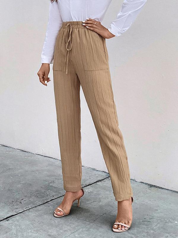 Casual elastic waist pleated women's pants - 808Lush
