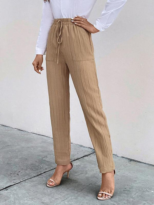 Casual elastic waist pleated women's pants - 808Lush