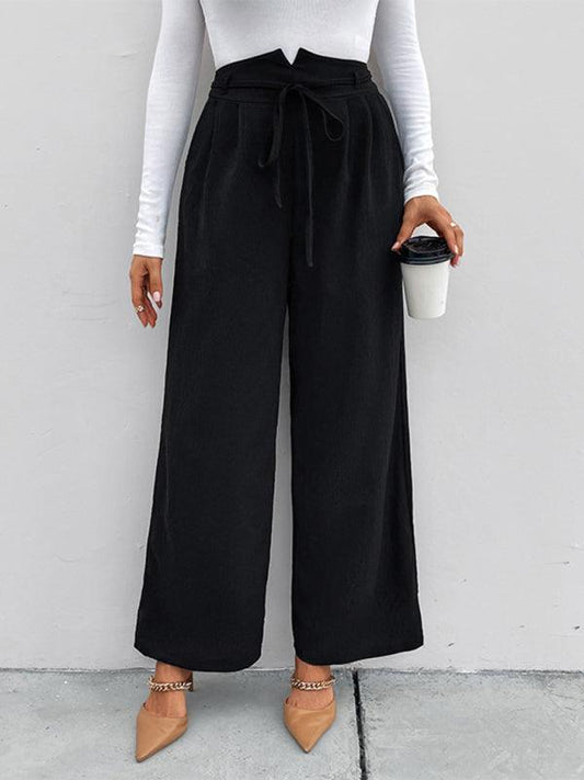 Women's elastic elastic loose wide leg long pants - 808Lush
