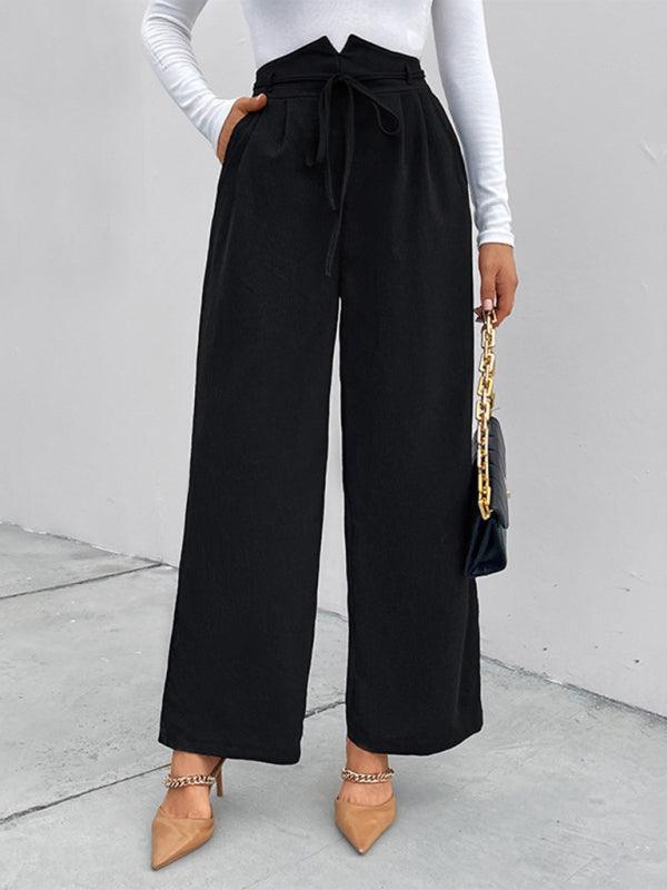 Women's elastic elastic loose wide leg long pants - 808Lush