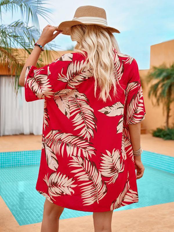 Printed casual resort style cardigan shorts suit - 808Lush