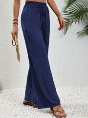 Comfortable casual wide leg pants with elastic waist - 808Lush