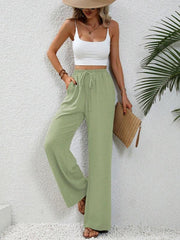 Comfortable casual wide leg pants with elastic waist - 808Lush