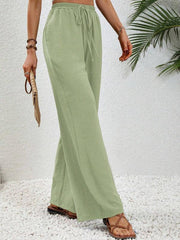 Comfortable casual wide leg pants with elastic waist - 808Lush