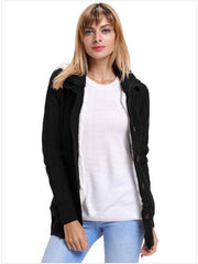 Women's warm hooded long-sleeved cardigan knitted