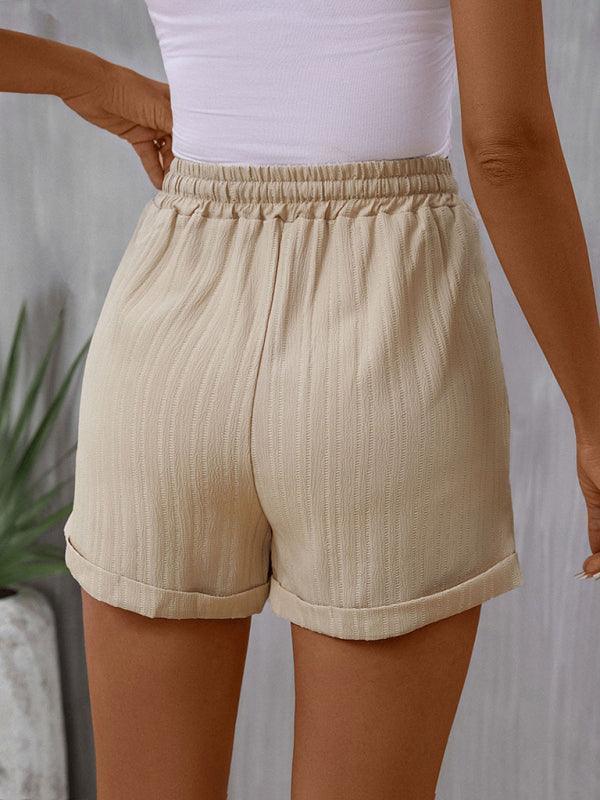 lace-up casual with elastic waist and loose wide-leg shorts - 808Lush