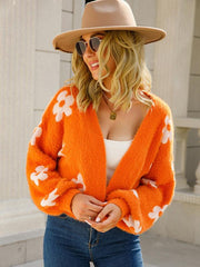 Women's short colorful sweater floral sweater