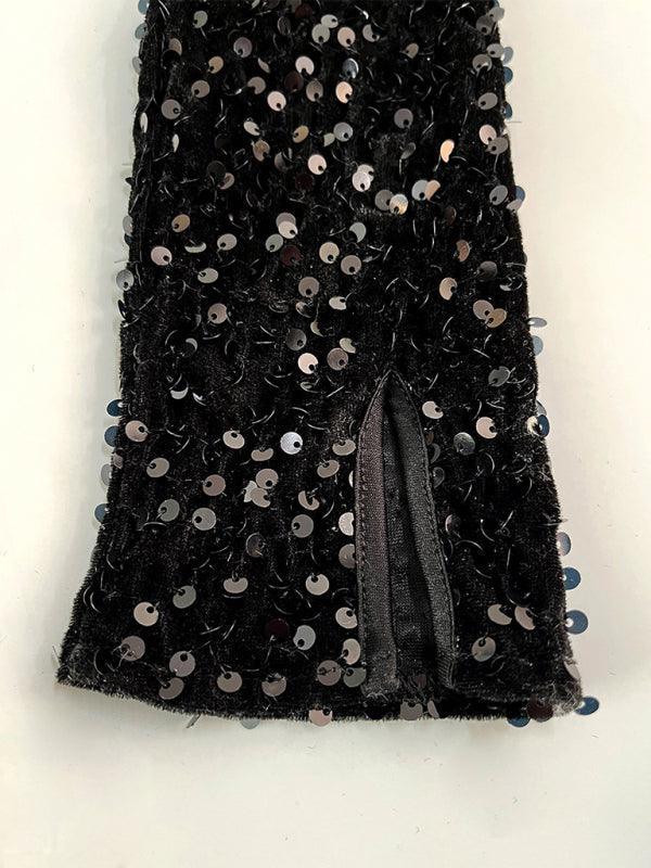 Women's sexy mini dress sequined long-sleeved - 808Lush