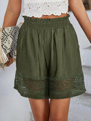 women's lace patchwork wide leg shorts - 808Lush