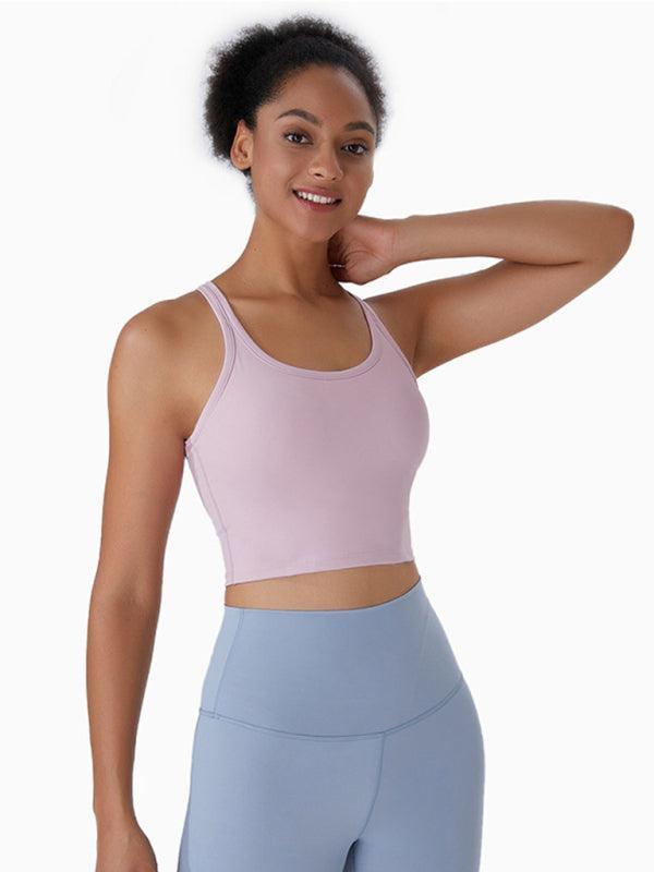 Yoga top chest pads antibacterial nude sports bra all-in-one beautiful back bra - 808Lush