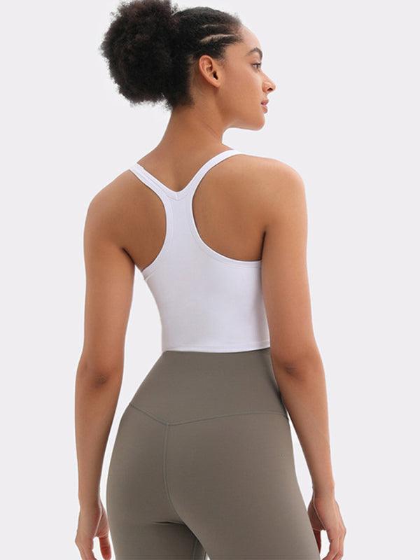 Yoga top chest pads antibacterial nude sports bra all-in-one beautiful back bra - 808Lush