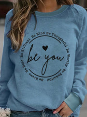 love letter printed round neck long sleeve sweatshirt
