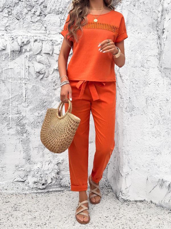 Women's casual short-sleeved top and trousers suit - 808Lush