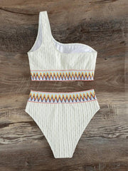 sexy split high waist slanted shoulder bikini - 808Lush