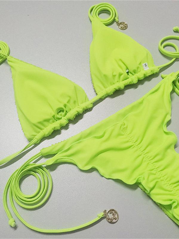 sequined bikini triangle strap multi-color swimsuit - 808Lush