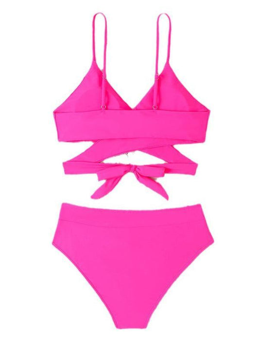 sexy split swimsuit high waist strappy swimsuit - 808Lush