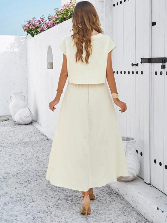 casual sleeveless top and long skirt suit - 808Lush
