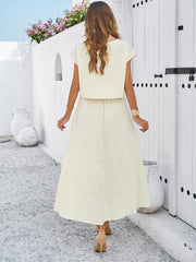 casual sleeveless top and long skirt suit - 808Lush