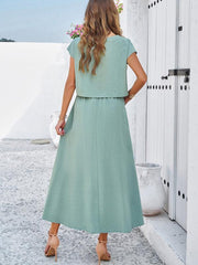 casual sleeveless top and long skirt suit - 808Lush