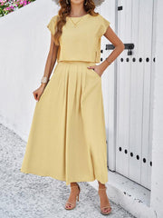 casual sleeveless top and long skirt suit - 808Lush