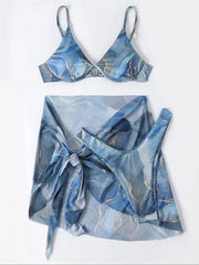 marble tie-dye three-piece bikini set - 808Lush
