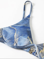 marble tie-dye three-piece bikini set - 808Lush