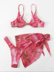 marble tie-dye three-piece bikini set - 808Lush