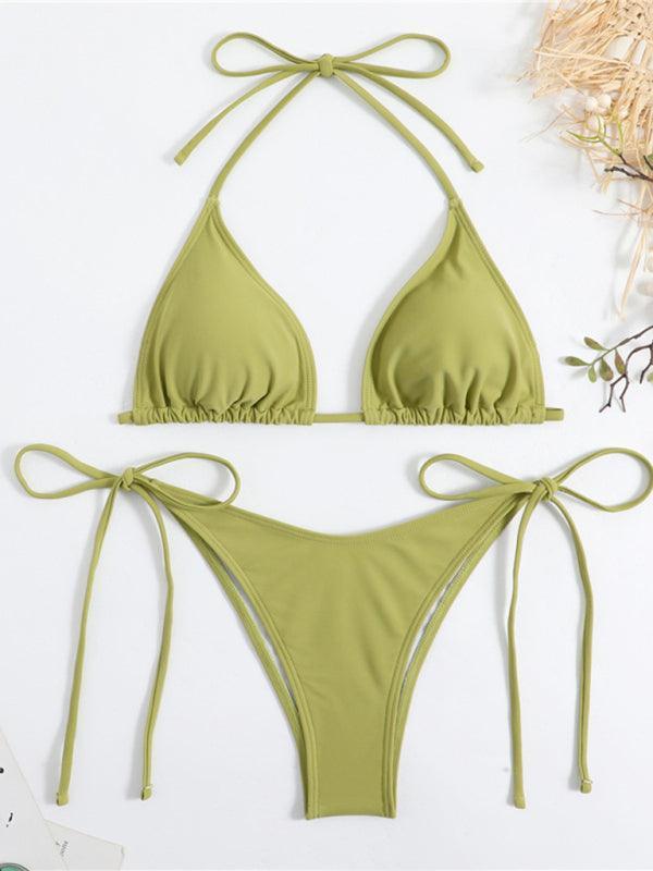 split strap women's sexy triangle bikini - 808Lush